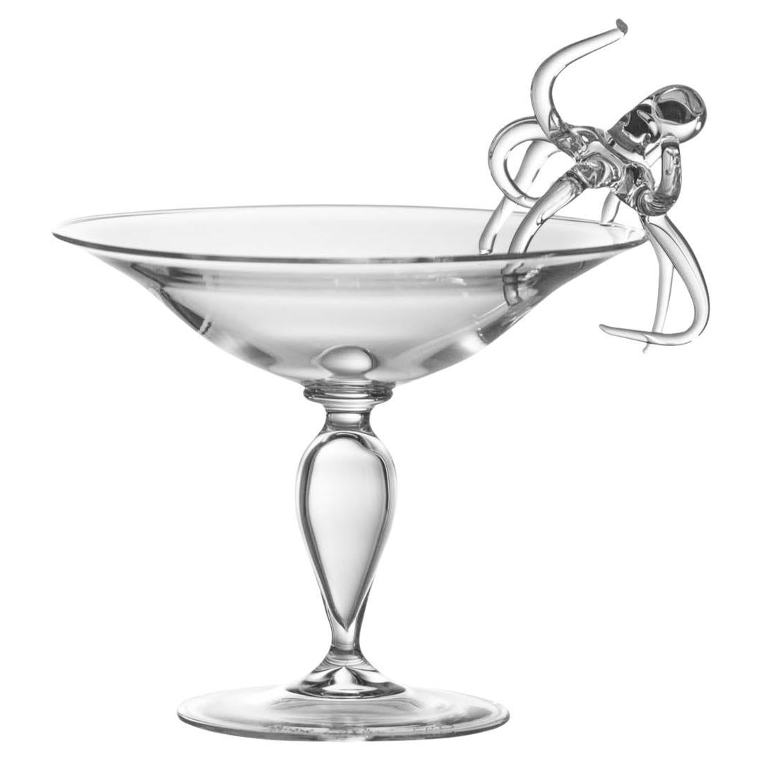 Calice contemporaneo Leggerezza Octopus, scultura in vetro soffiato a mano di una creatura marina