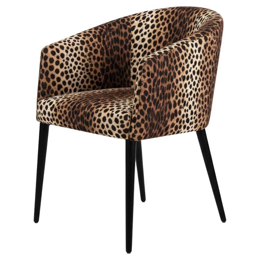 Contemporary Leopard Dining Chair with Black Legs Utopía For Sale