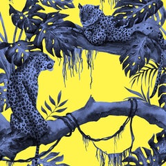 Contemporary Leopard on Tree Silk Panel