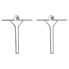 Pendientes de plata contemporáneos de palanca Minimalistas para todos los días con perlas