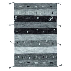 Contemporary Light and Dark Gray Flat-Weave Wool Rug by Doris Leslie Blau