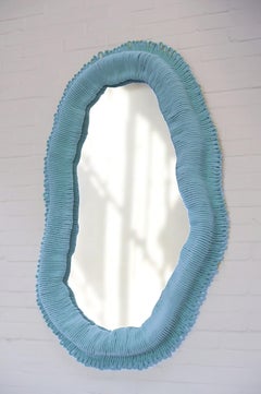 Contemporary Light blue (customizable) Wall Mirror Cynarina by Sarah Roseman