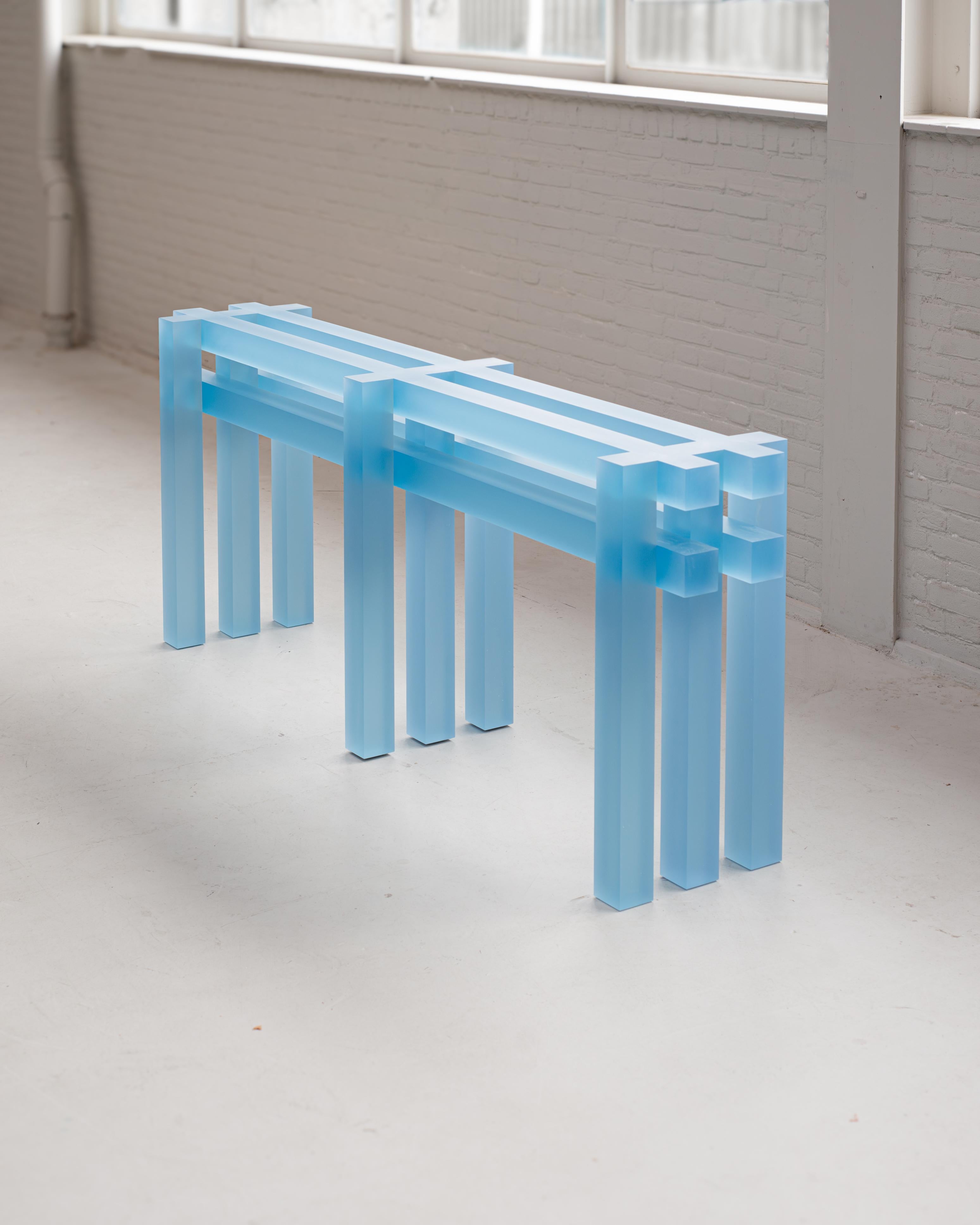 Dutch Contemporary Light blue Resin Traculid Console by Laurids Gallée For Sale