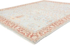 Contemporary Light Blue Sultanabad Rug with Tree of Life Design