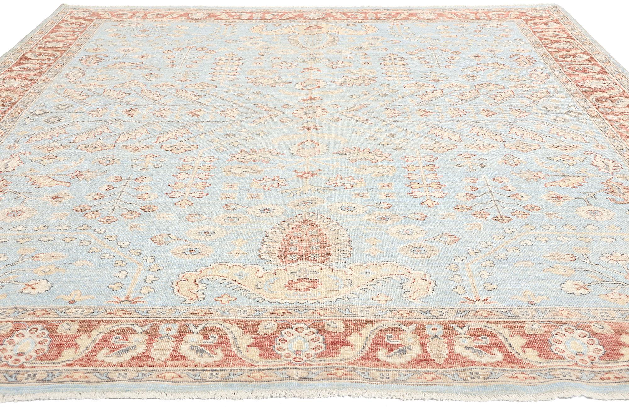 Organic Modern Contemporary Light Blue Sultanabad Rug with Tree of Life Design For Sale