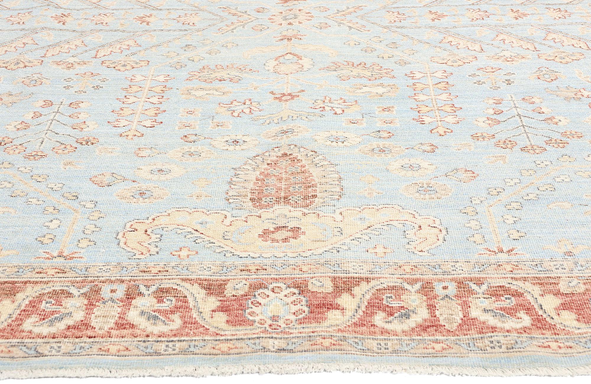 Persian Contemporary Light Blue Sultanabad Rug with Tree of Life Design For Sale