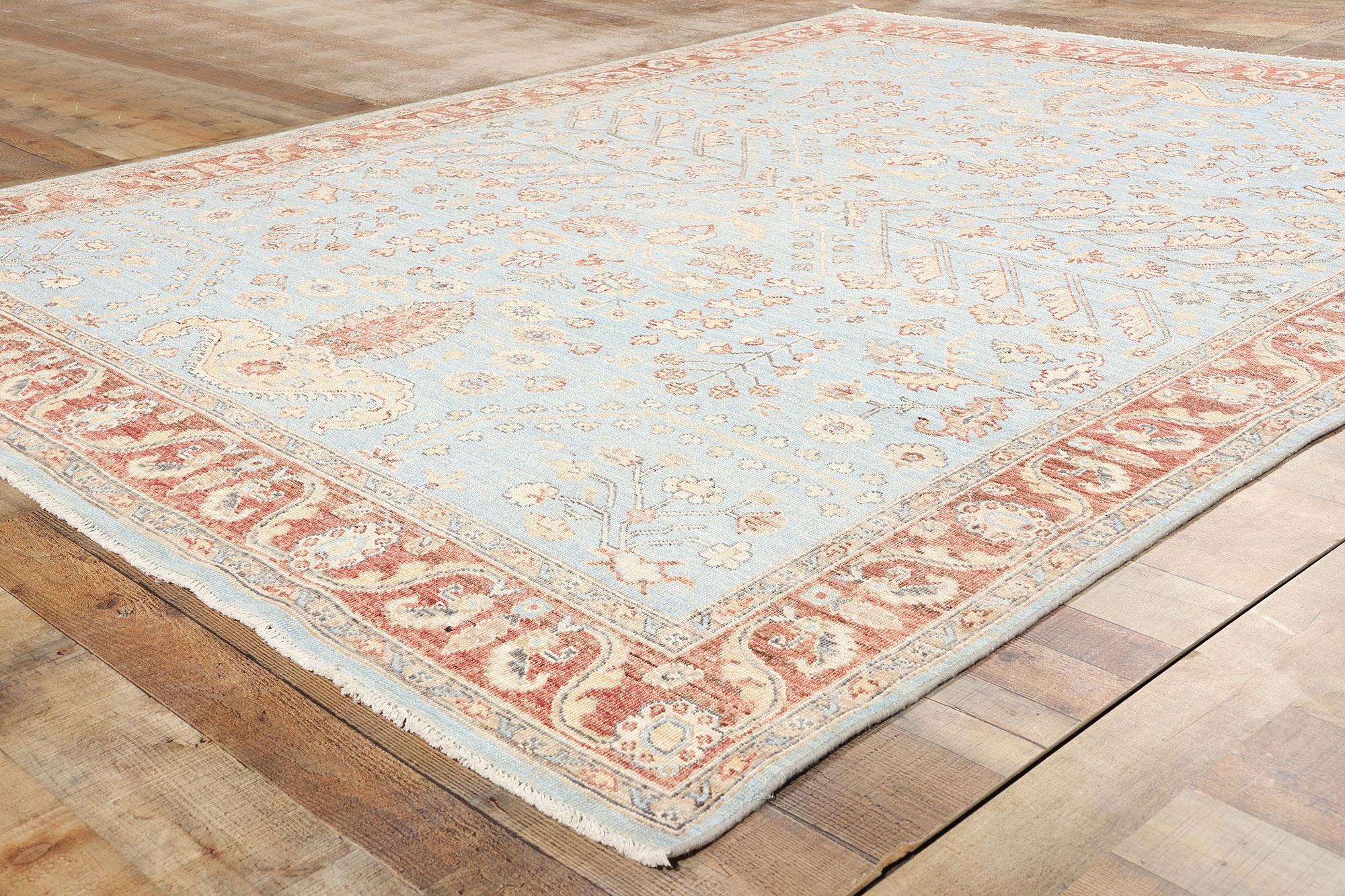 Wool Contemporary Light Blue Sultanabad Rug with Tree of Life Design For Sale