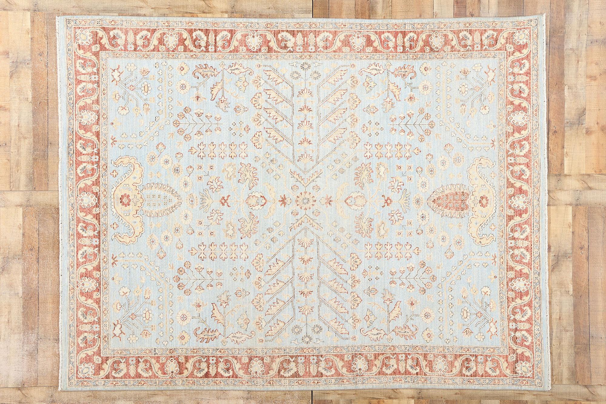 Contemporary Light Blue Sultanabad Rug with Tree of Life Design For Sale 2