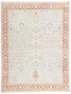 Contemporary Light Blue Sultanabad Rug with Tree of Life Design
