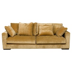 Contemporary Light Gold Crushed Velvet Upholstered Sofa
