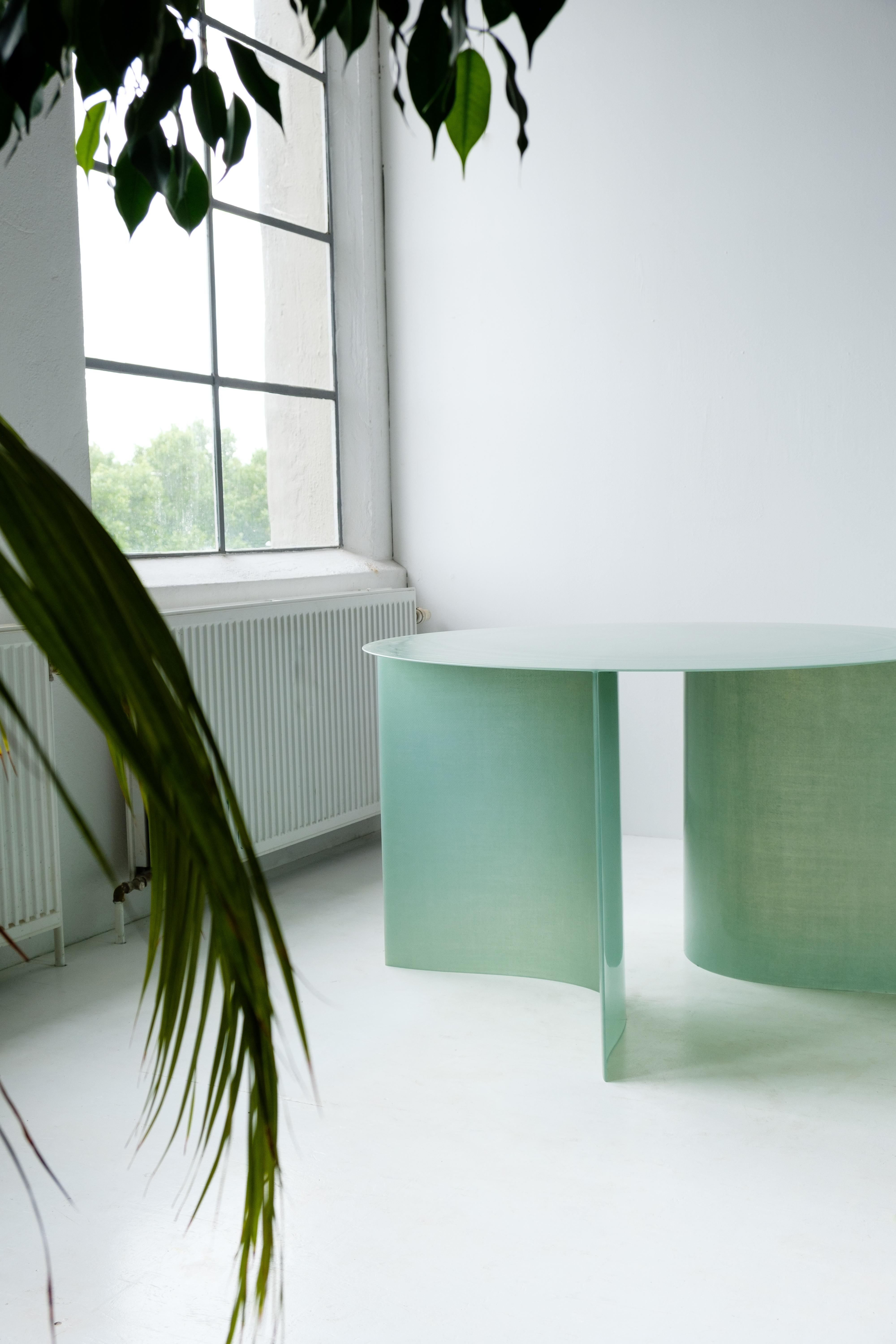 Contemporary Light Green Fiberglass, New Wave Dining Table 150 D, by Lukas Cober 2