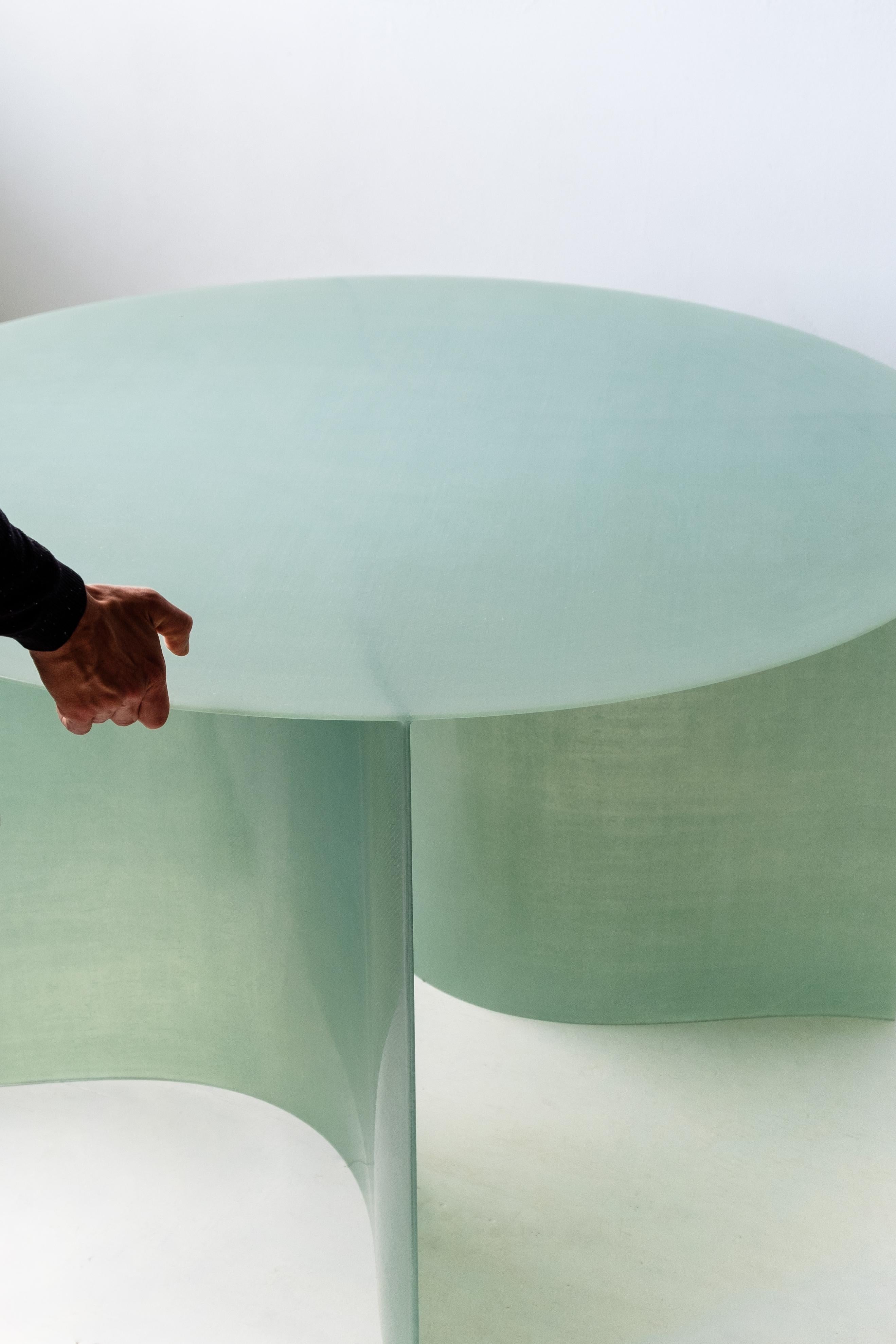 Resin Contemporary Light Green Fiberglass, New Wave Dining Table 150 D, by Lukas Cober