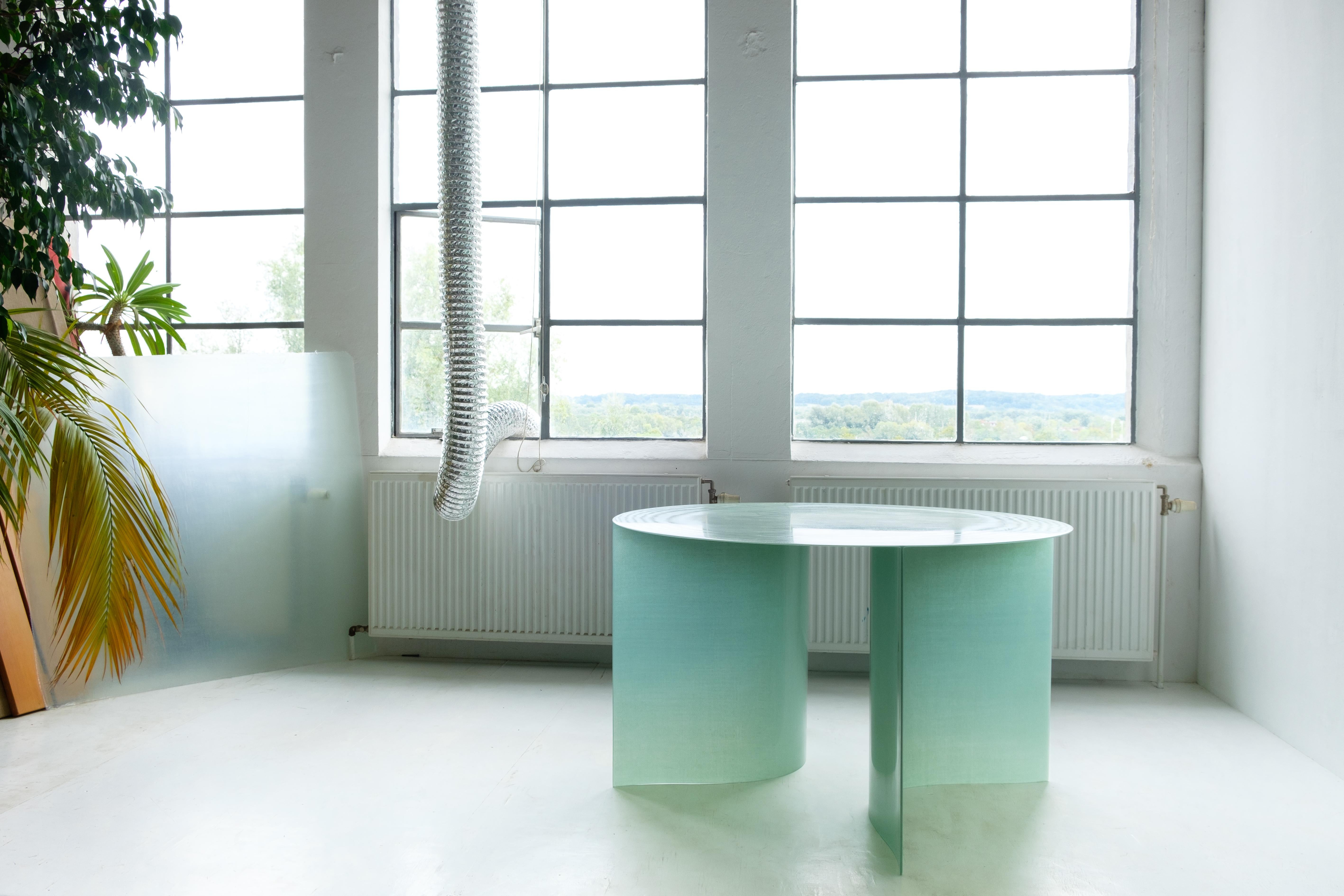 Contemporary Light Green Fiberglass, New Wave Dining Table 150 D, by Lukas Cober 1