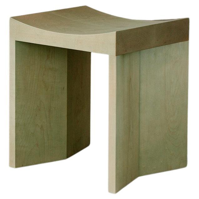 Contemporary Light Green Arc Stool in Solid Hardwood Maple by JUNTOS For Sale