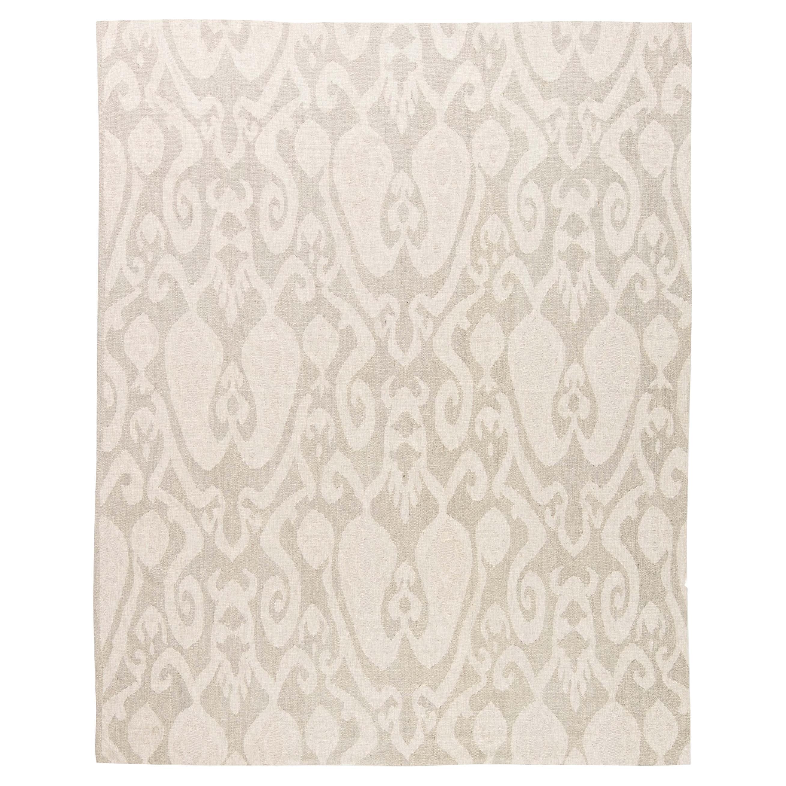 Contemporary Light Grey Handmade Wool Kilim Rug by Doris Leslie Blau For Sale