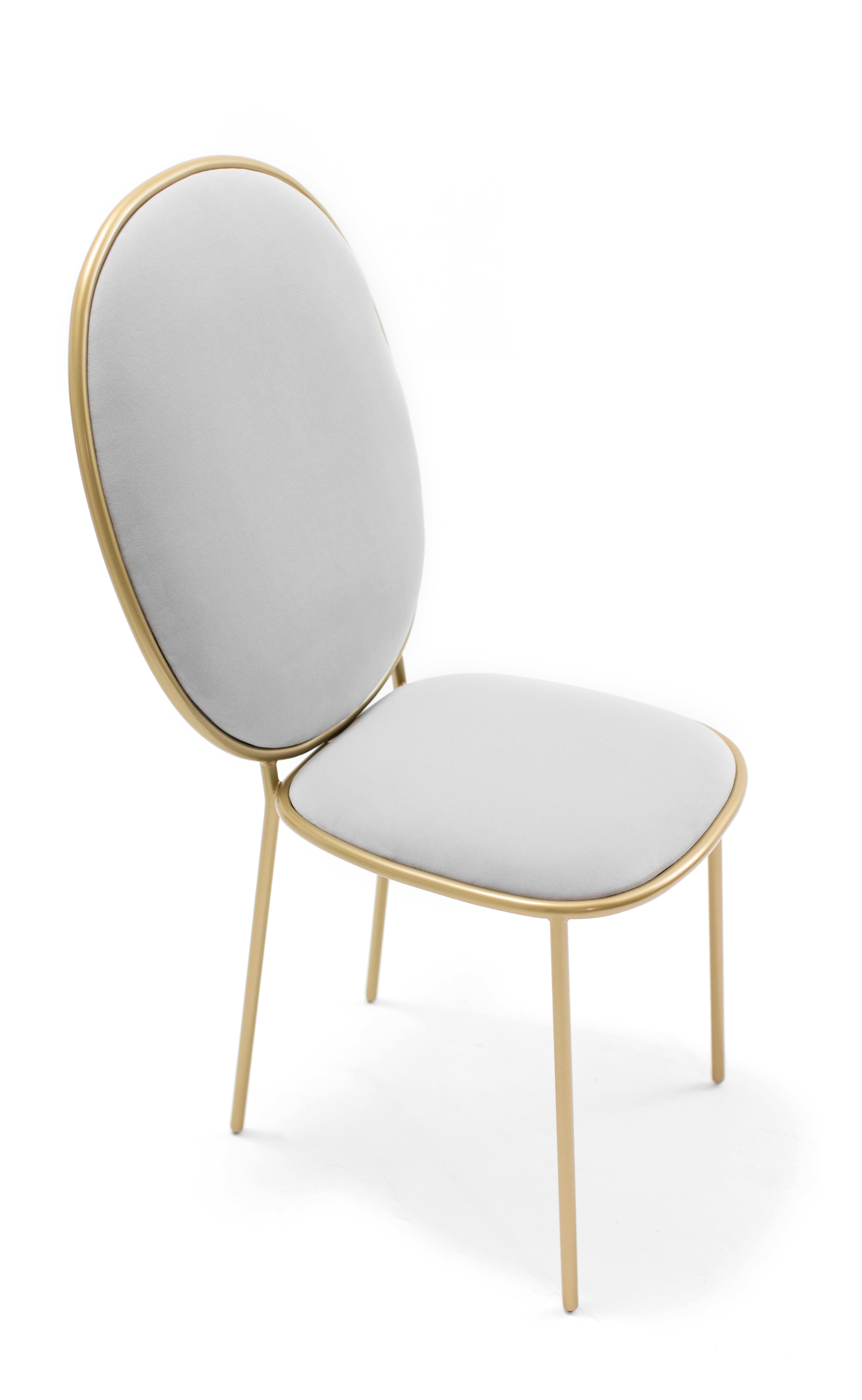 Moderne Chaise de salle à manger contemporaine tapissée en velours gris clair, Stay par Nika Zupanc en vente