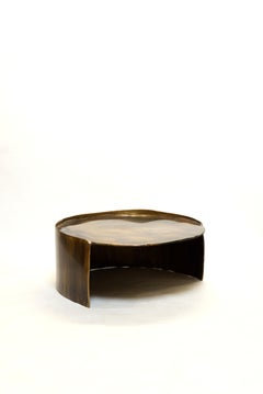 Contemporary Light Patinated Brass Calle Coffee Table with organic shape