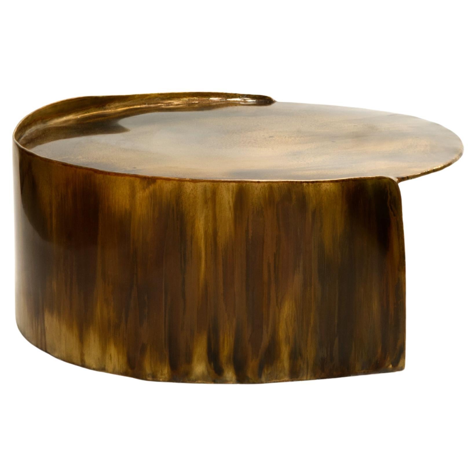 Contemporary Light Patinated Brass Calle Coffee Table with organic shape