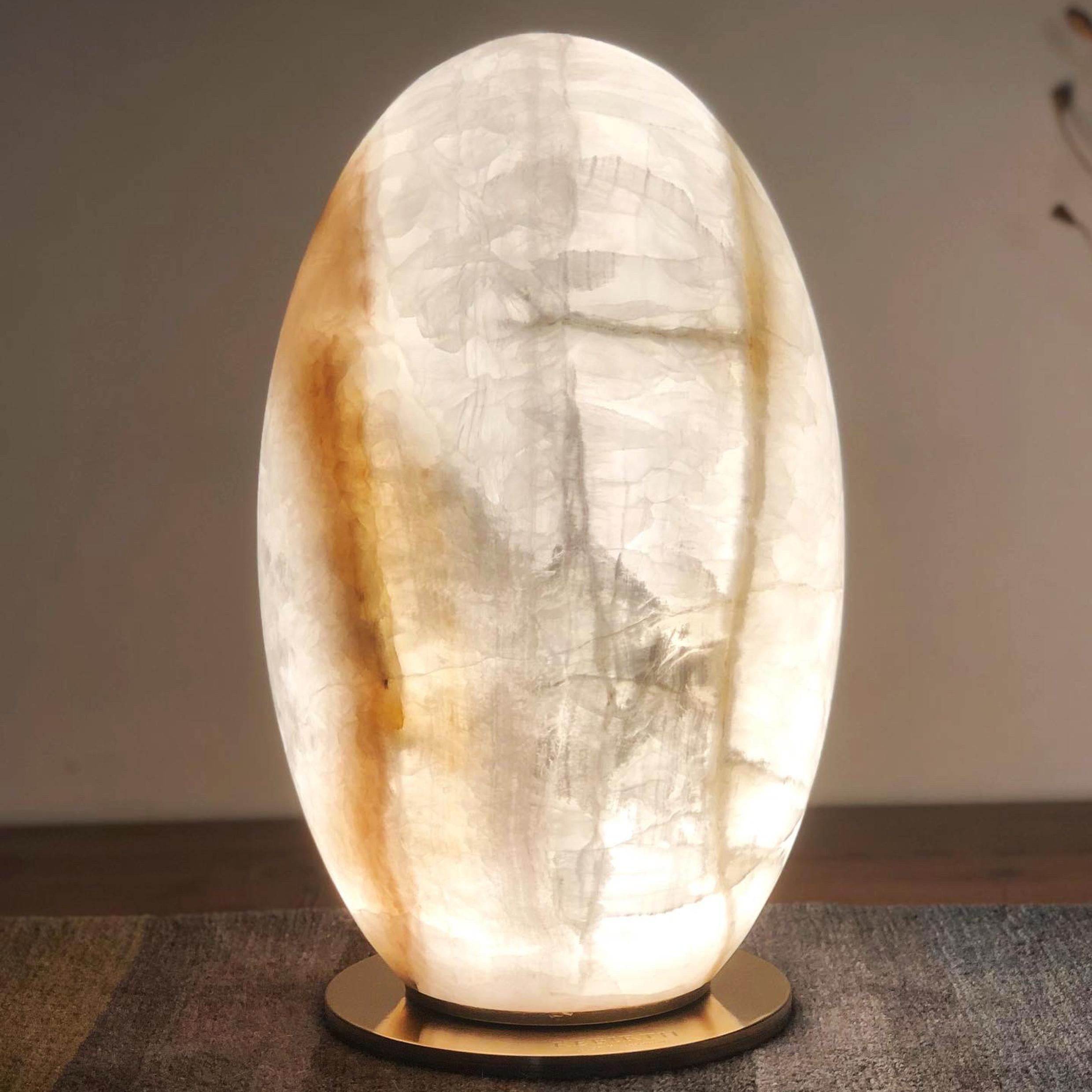 Modern Contemporary Light Sculpture Rebirth in White Onyx For Sale
