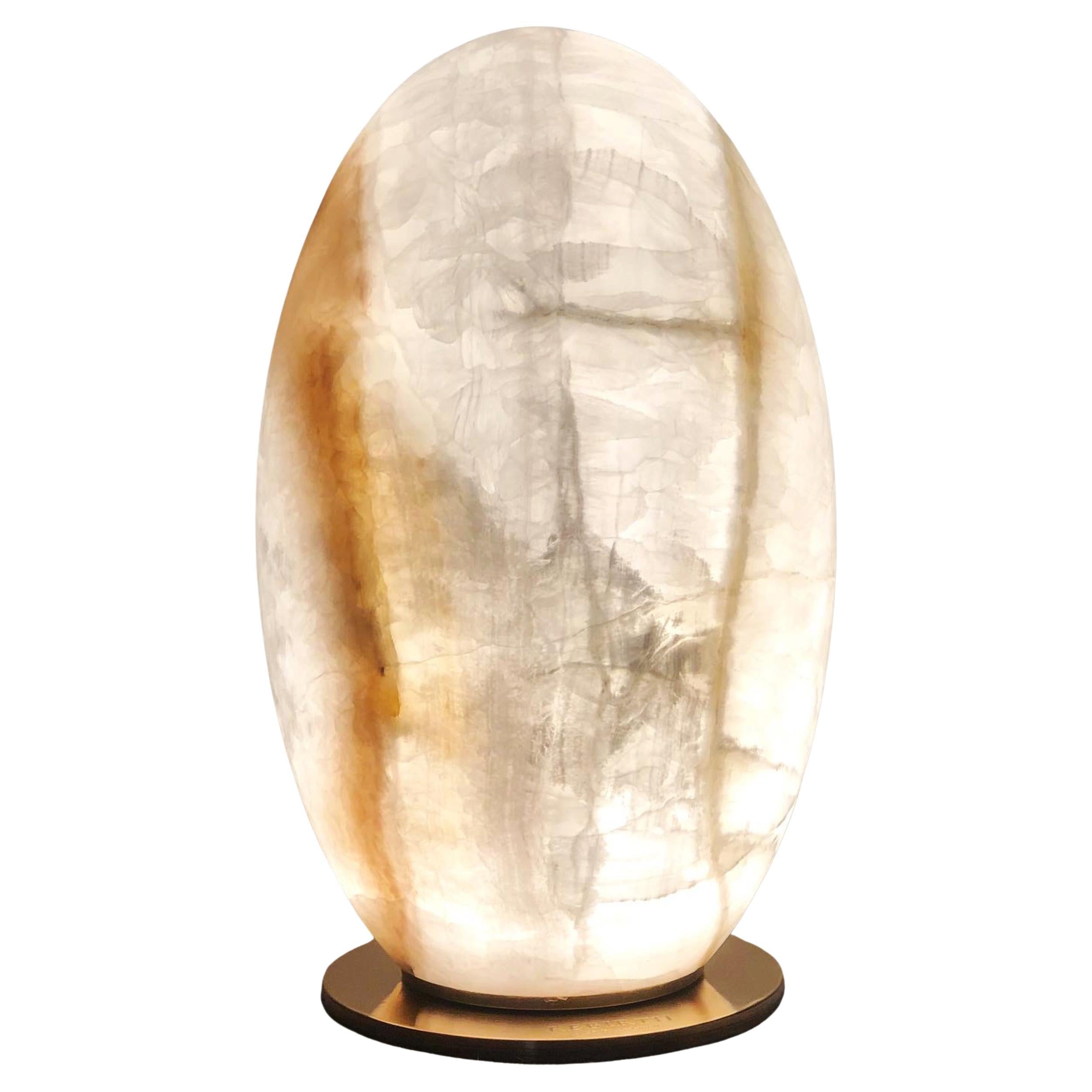 Contemporary Light Sculpture Rebirth in White Onyx For Sale