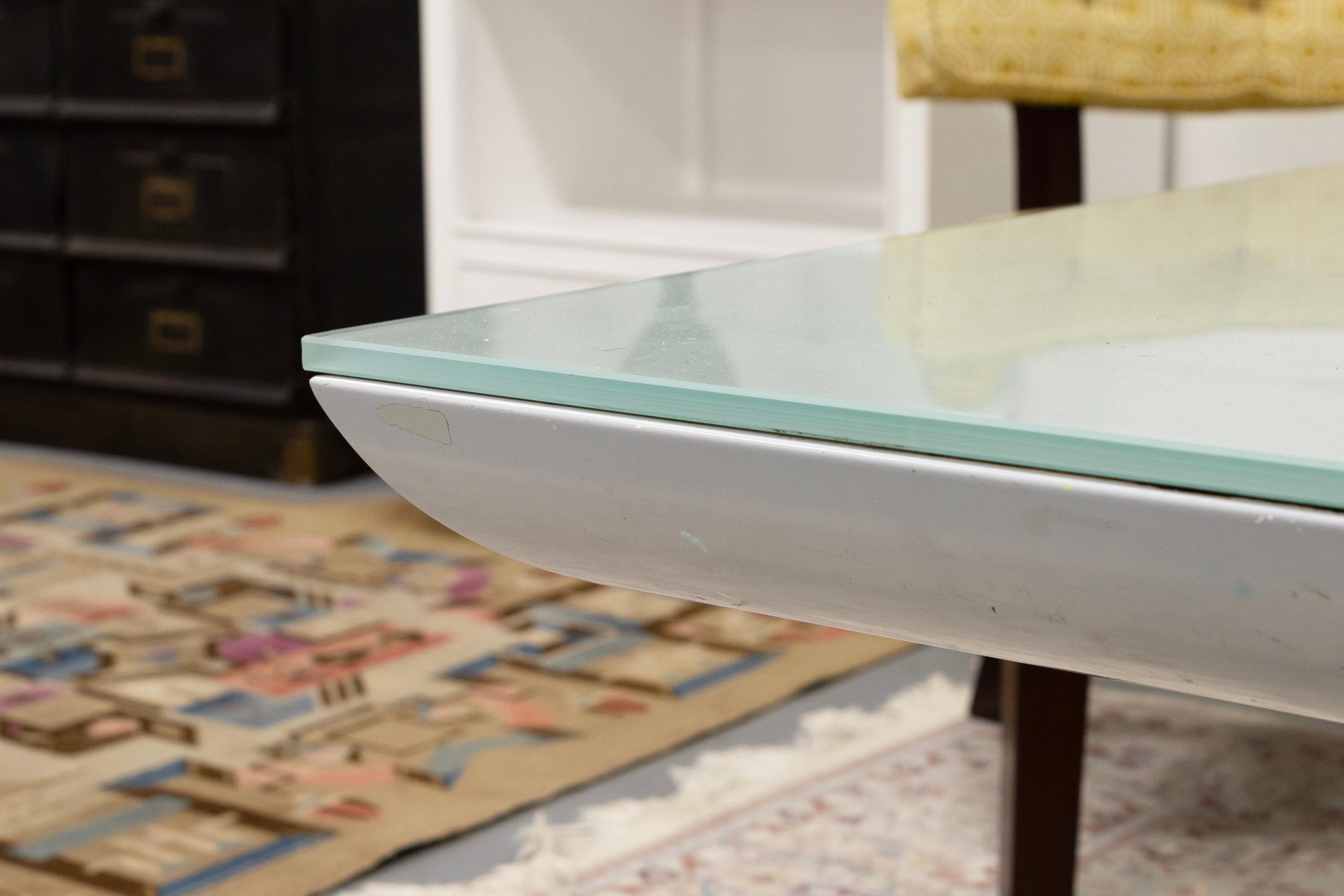 Metal Contemporary Ligne Roset YoYo Postmodern Frosted Glass Adjustable Coffee Table For Sale