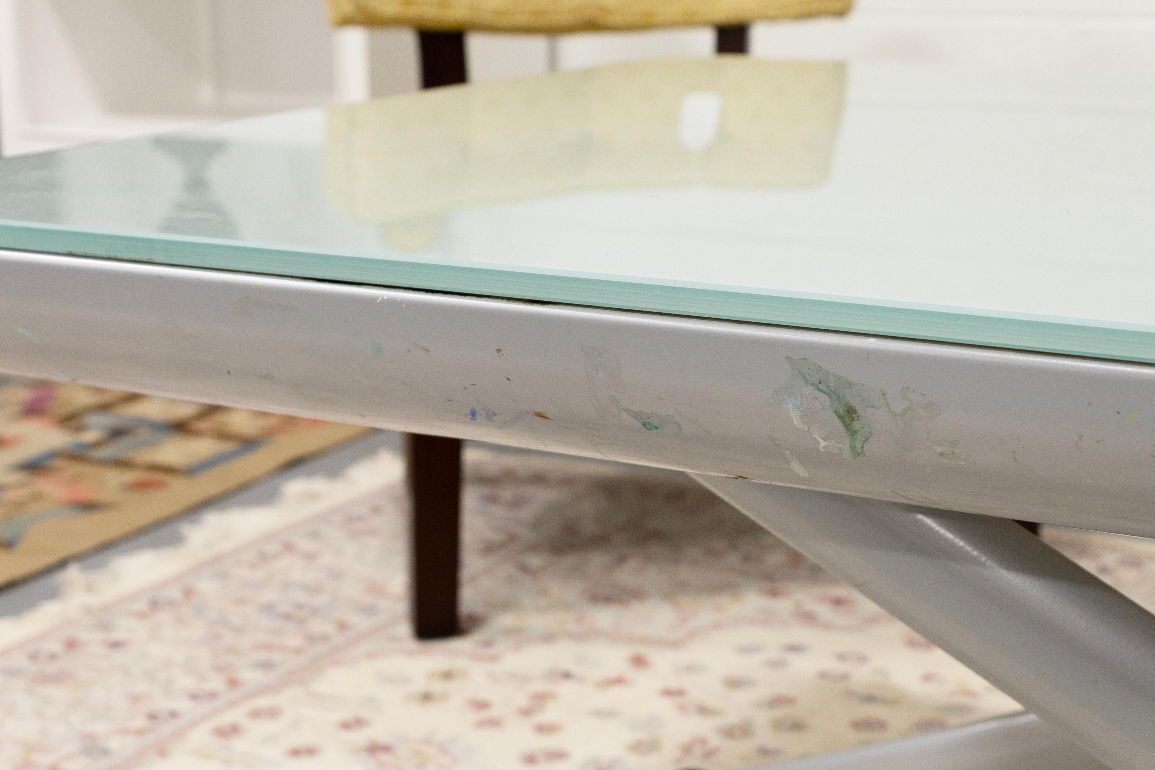 Contemporary Ligne Roset YoYo Postmodern Frosted Glass Adjustable Coffee Table For Sale 1