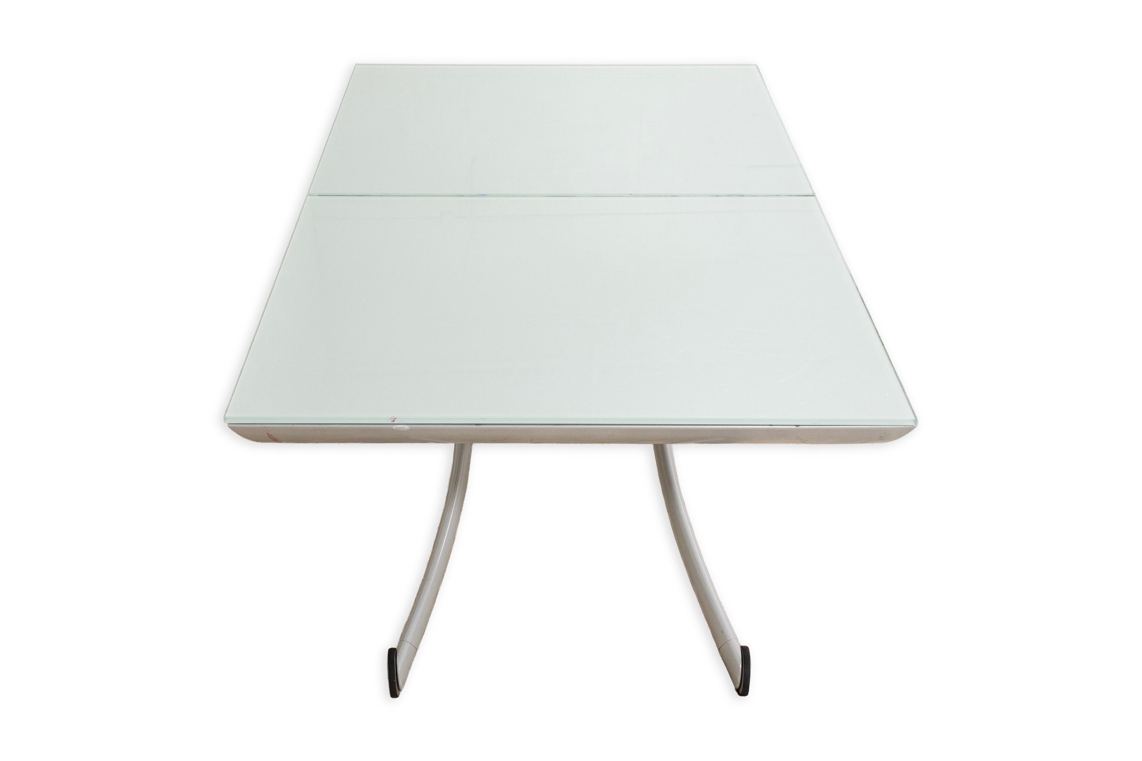 Contemporary Ligne Roset YoYo Postmodern Frosted Glass Adjustable Coffee Table For Sale 2