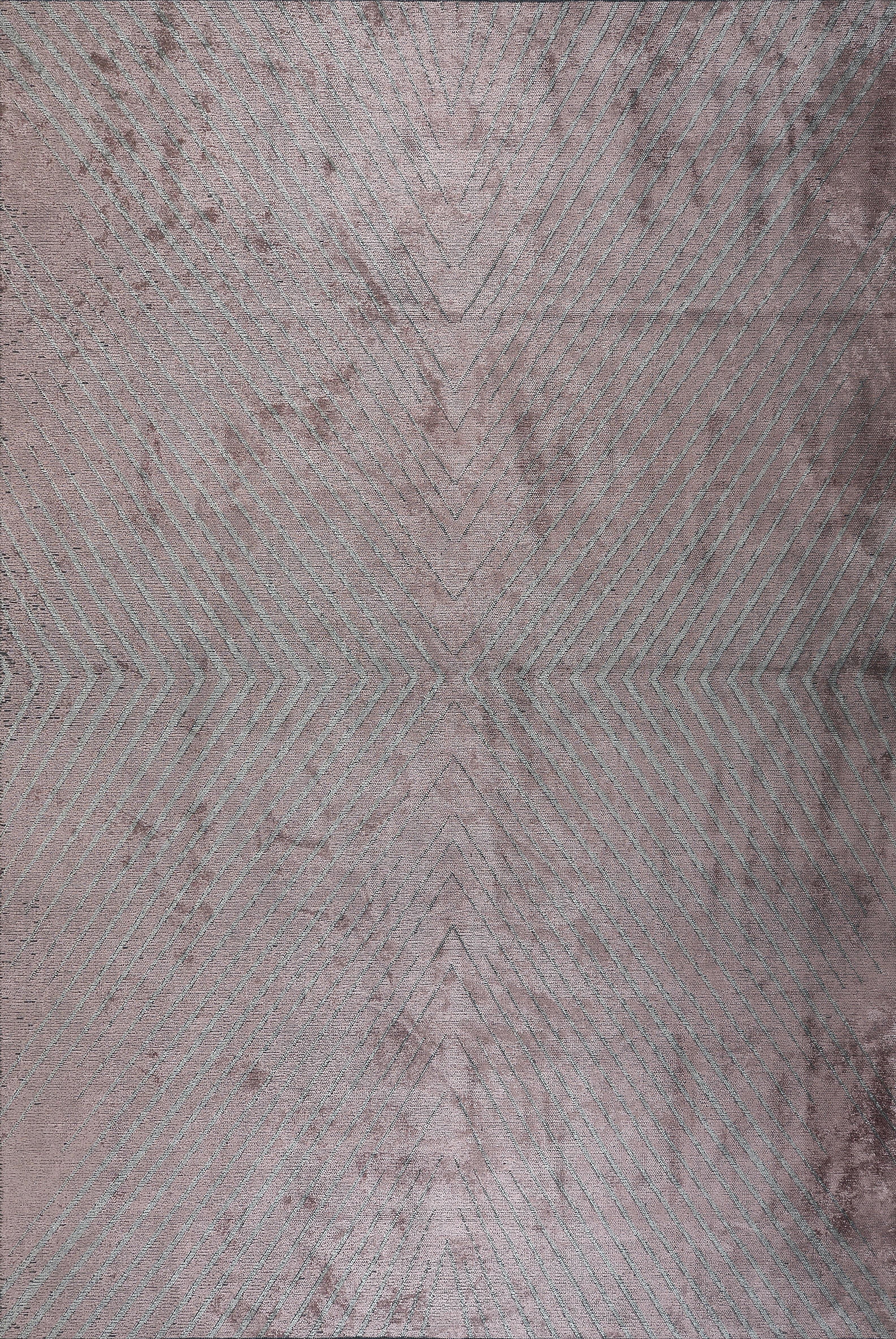 Zeitgenössischer lila-silber-grauer Chevron Chenille High Performance Teppich auf Lager (Türkisch) im Angebot