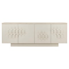 Contemporary Limed Oak Sideboard with Travertine Stone Top By José Castro