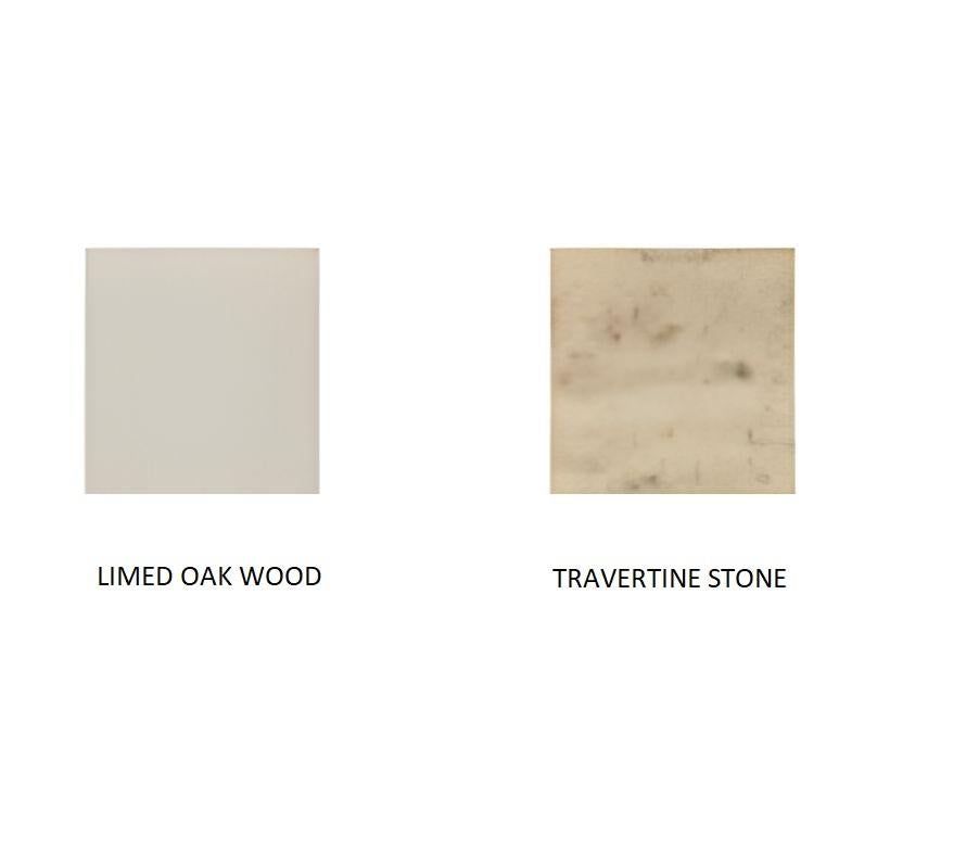Moderno Contemporary Limed Oak Sideboard with Travertine Stone Top in vendita