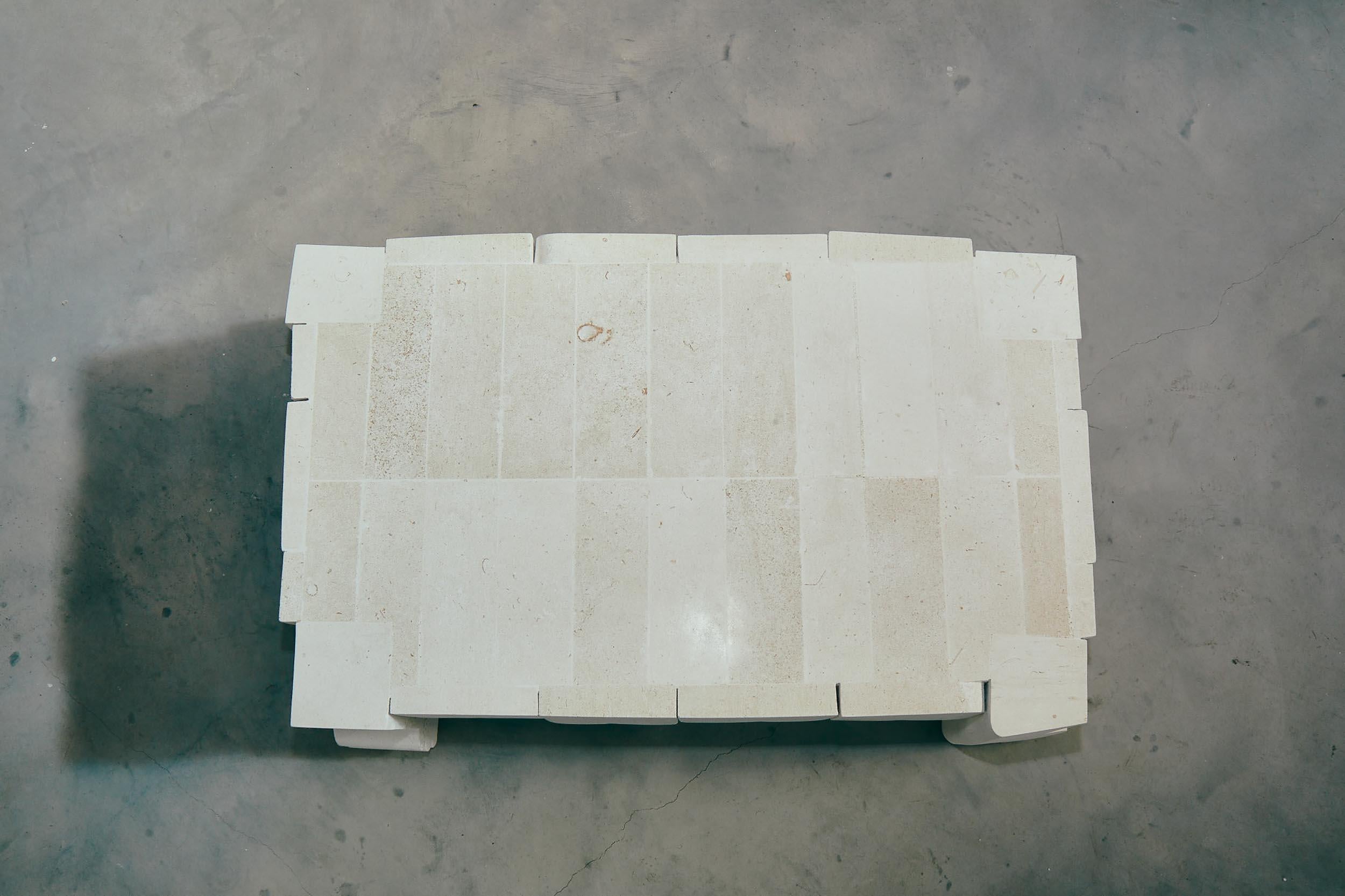 Contemporary Limestone Coffee Table 'Bobster' by DenHolm, White For Sale 4
