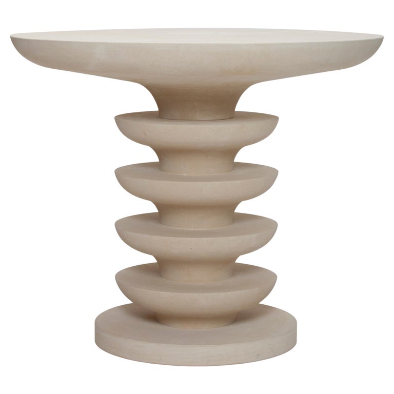 Contemporary Limestone Dining Table for Outdoor Settings For Sale