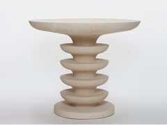 Contemporary Limestone Pedestal Table for Outdoor Settings