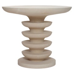 Contemporary Limestone Pedestal Table for Outdoor Settings