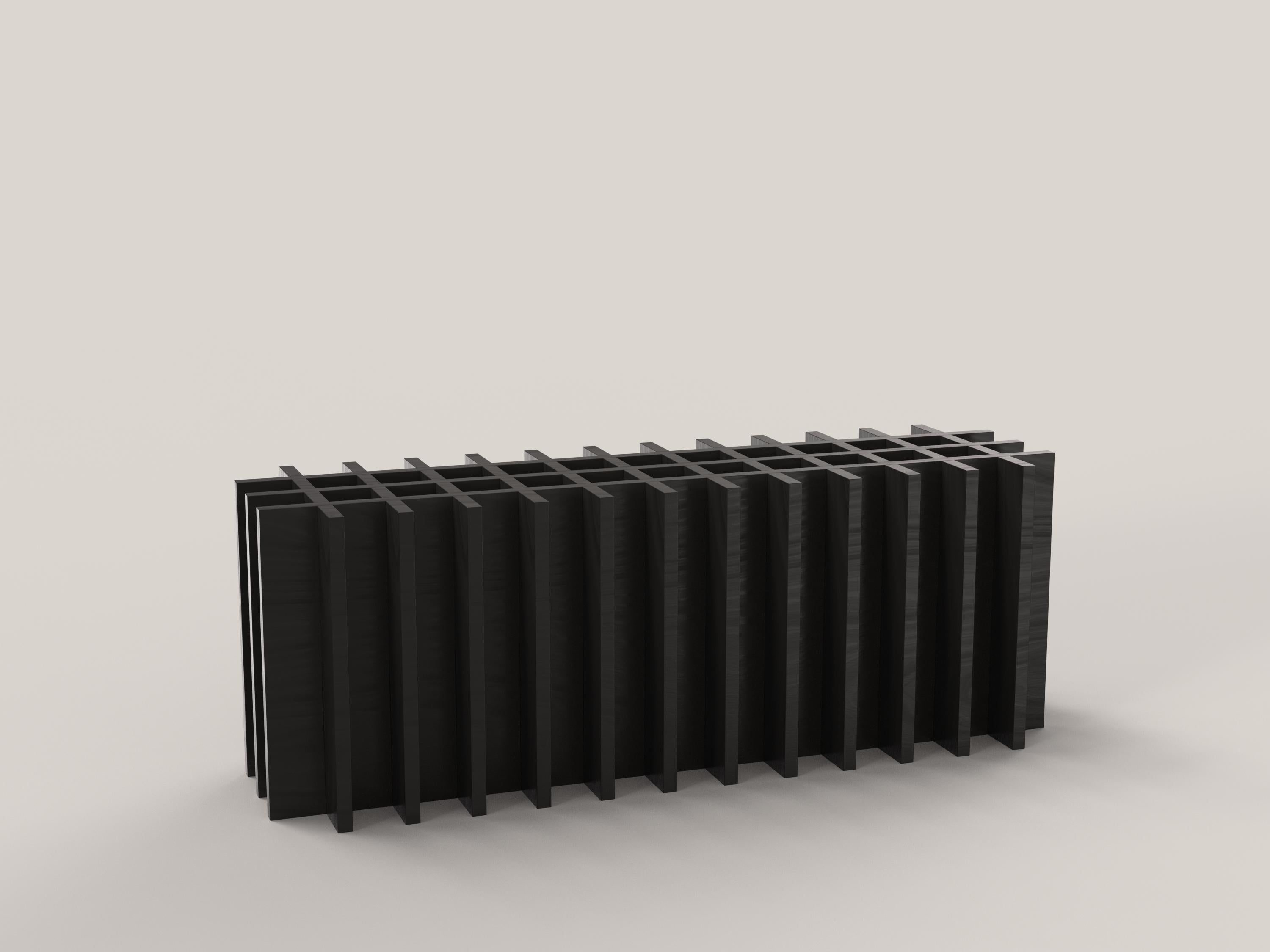 Contemporary Limited Edition Black Wood Bench, Arca V2 by Edizione Limitata In New Condition For Sale In Milano, IT