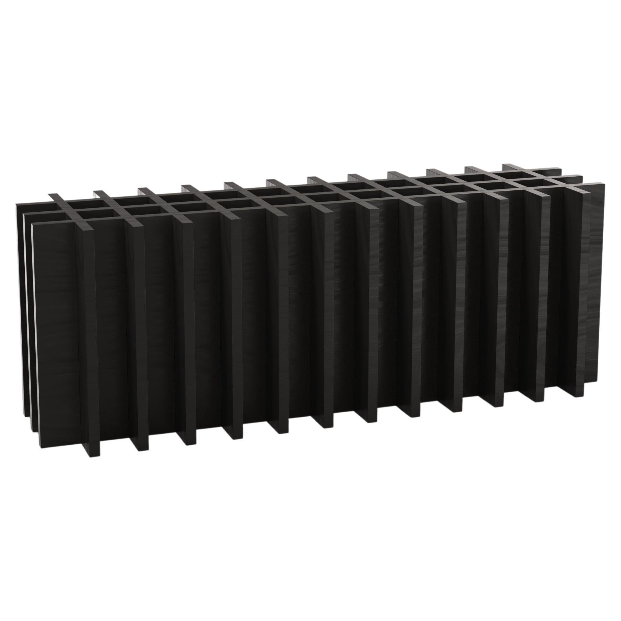 Contemporary Limited Edition Black Wood Bench, Arca V2 by Edizione Limitata For Sale