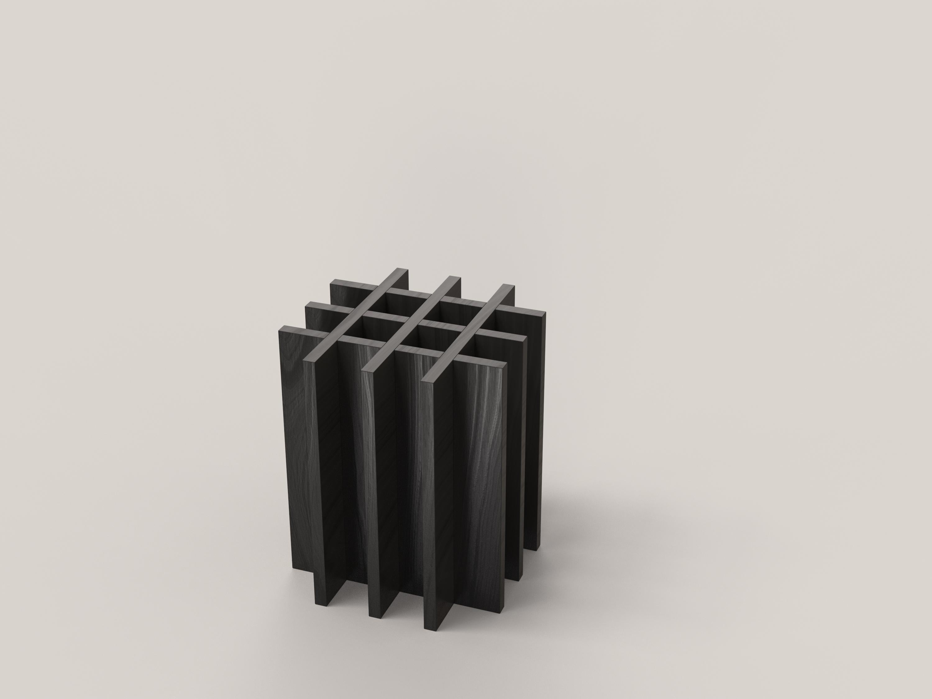 Italian Contemporary Limited Edition Black Wood Stool, Arca V1 by Edizione Limitata For Sale