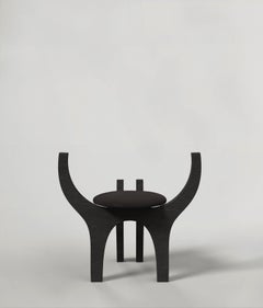 Contemporary Limited Edition Black Wood Stool, Zero V1 by Edizione Limitata