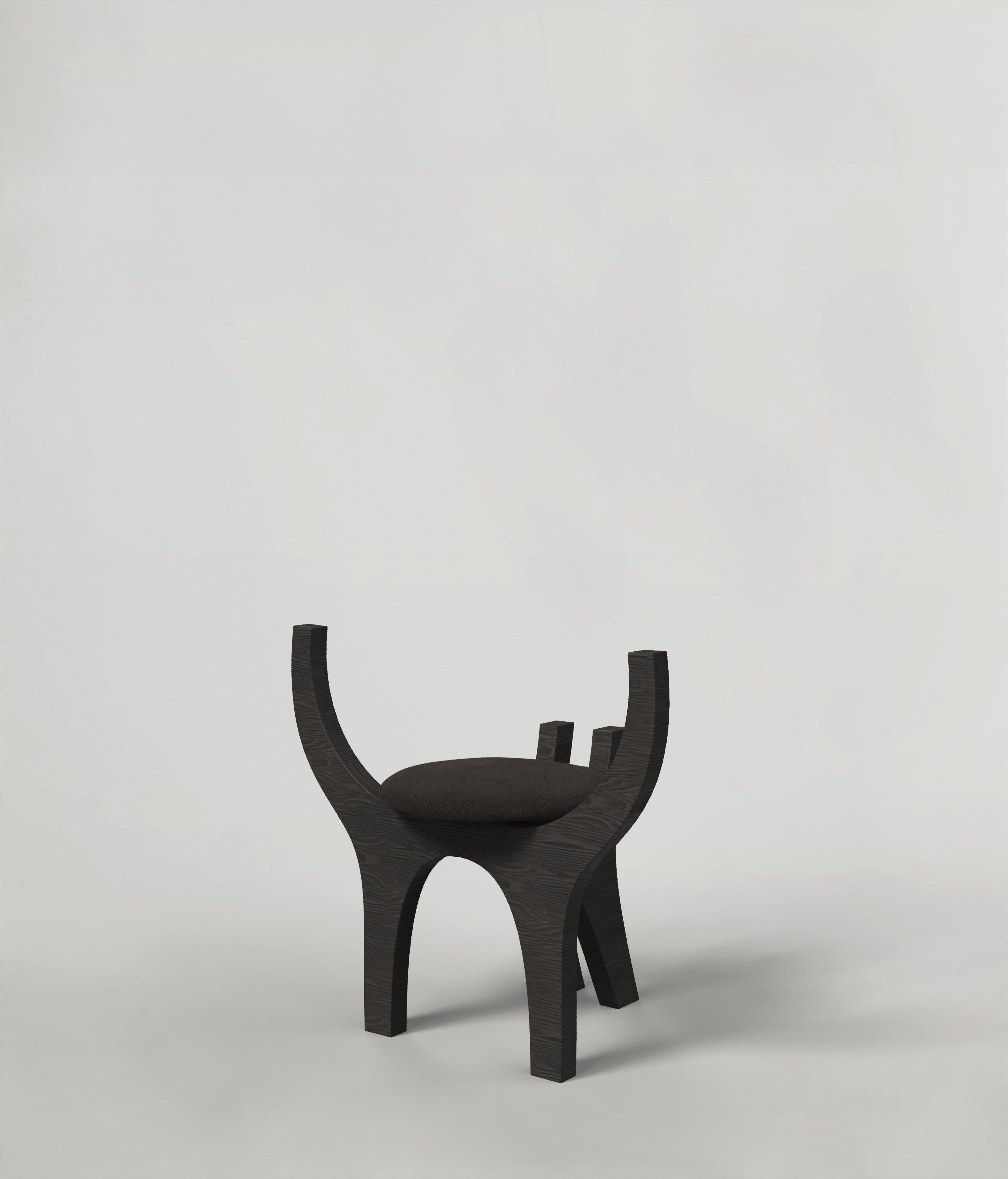 Italian Contemporary Limited Edition Black Wood Stool, Zero V1 by Edizione Limitata For Sale