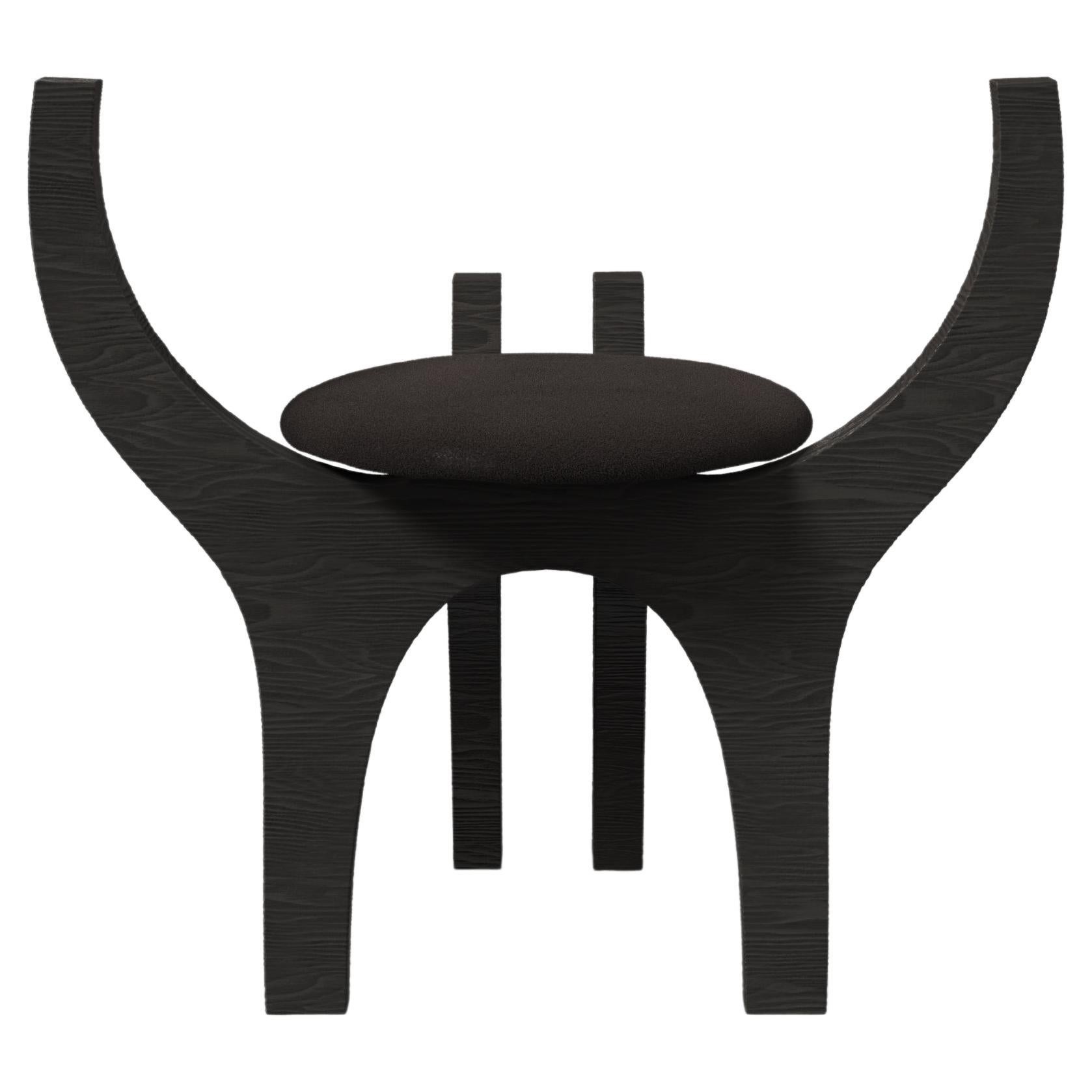 Contemporary Limited Edition Black Wood Stool, Zero V1 by Edizione Limitata For Sale