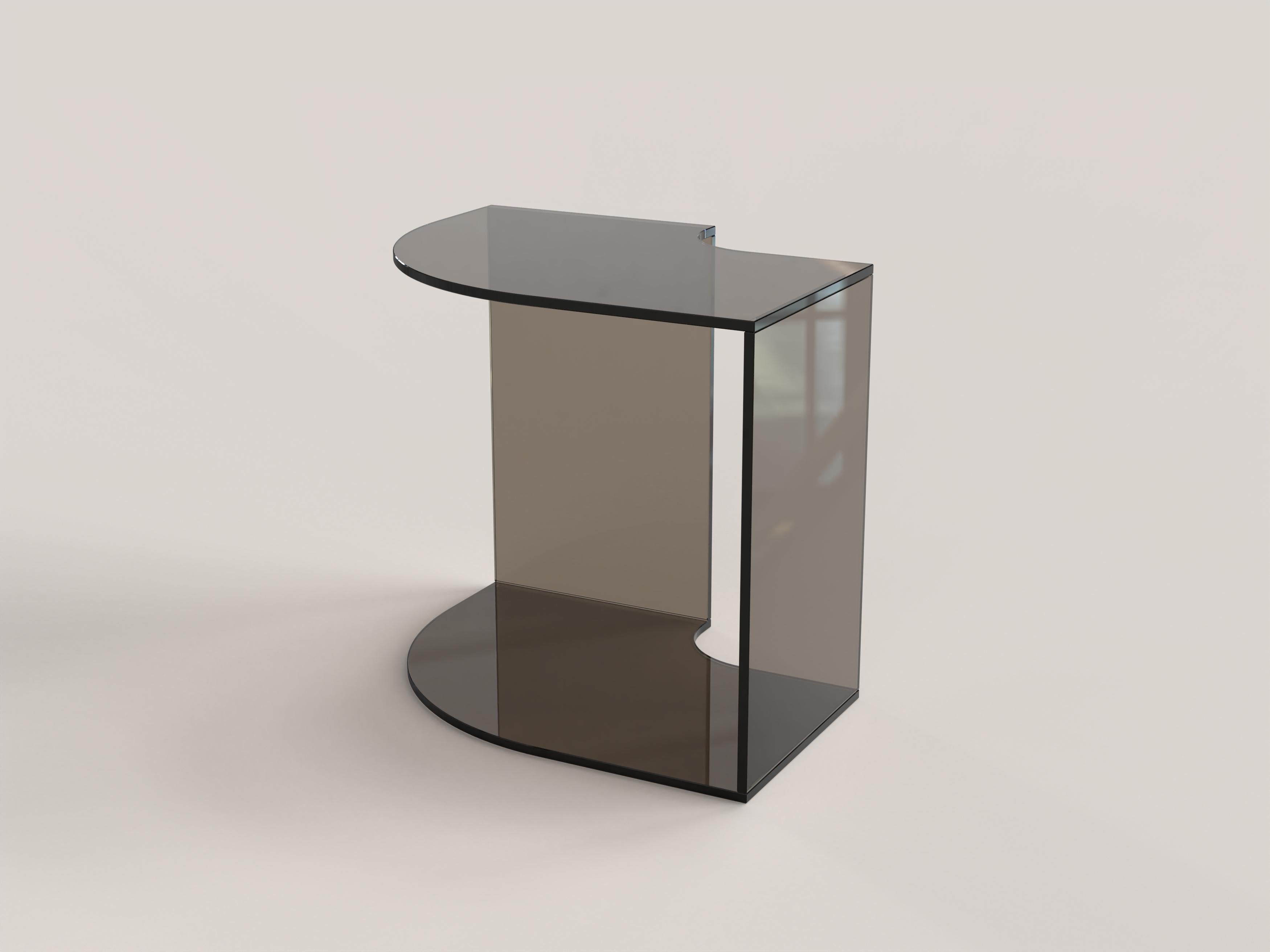 Contemporary Limited Edition Bronze Glass Table, Quarter V1 by Edizione Limitata For Sale 1