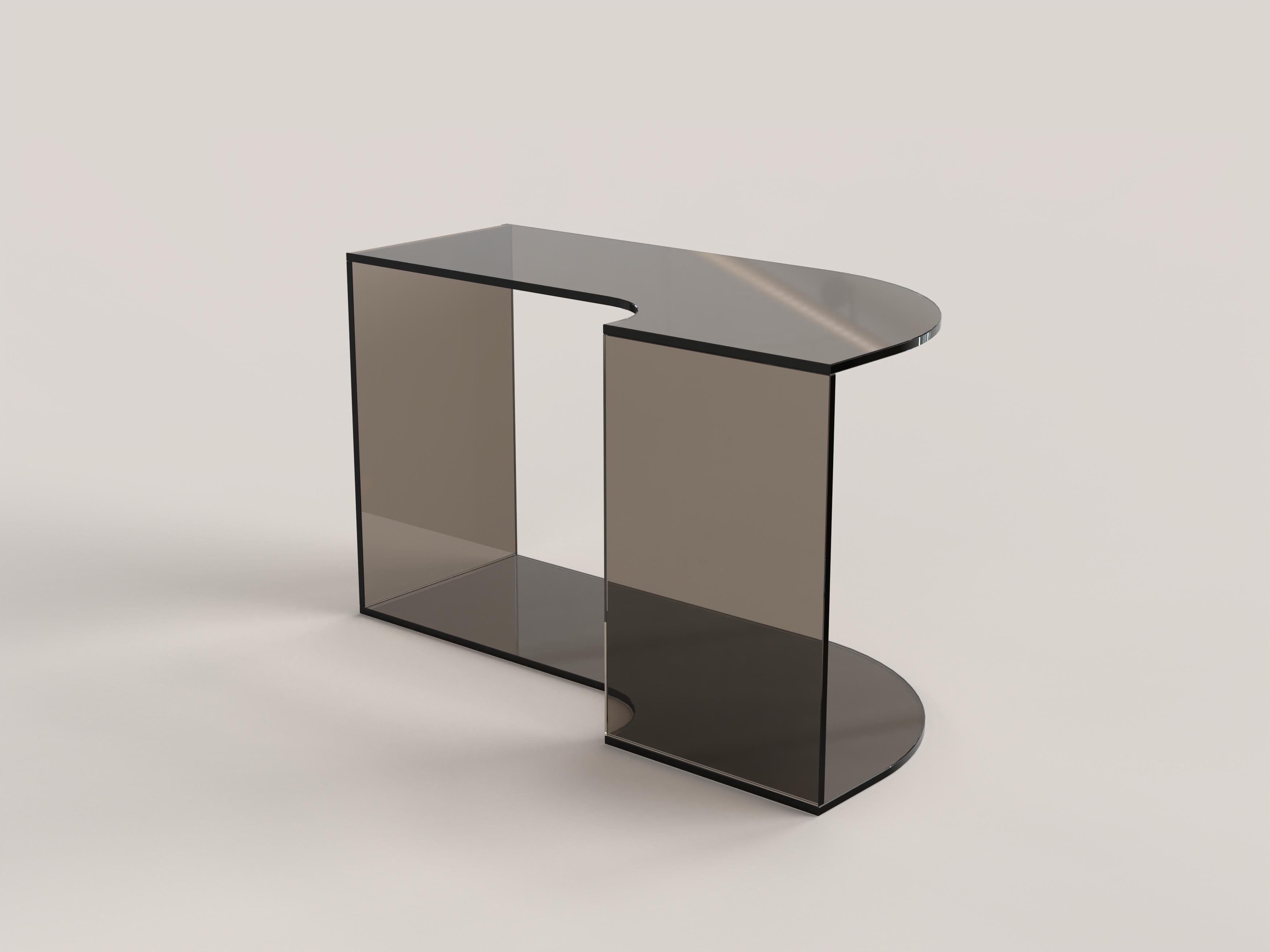 Italian Contemporary Limited Edition Bronze Glass Table, Quarter V2 by Edizione Limitata For Sale