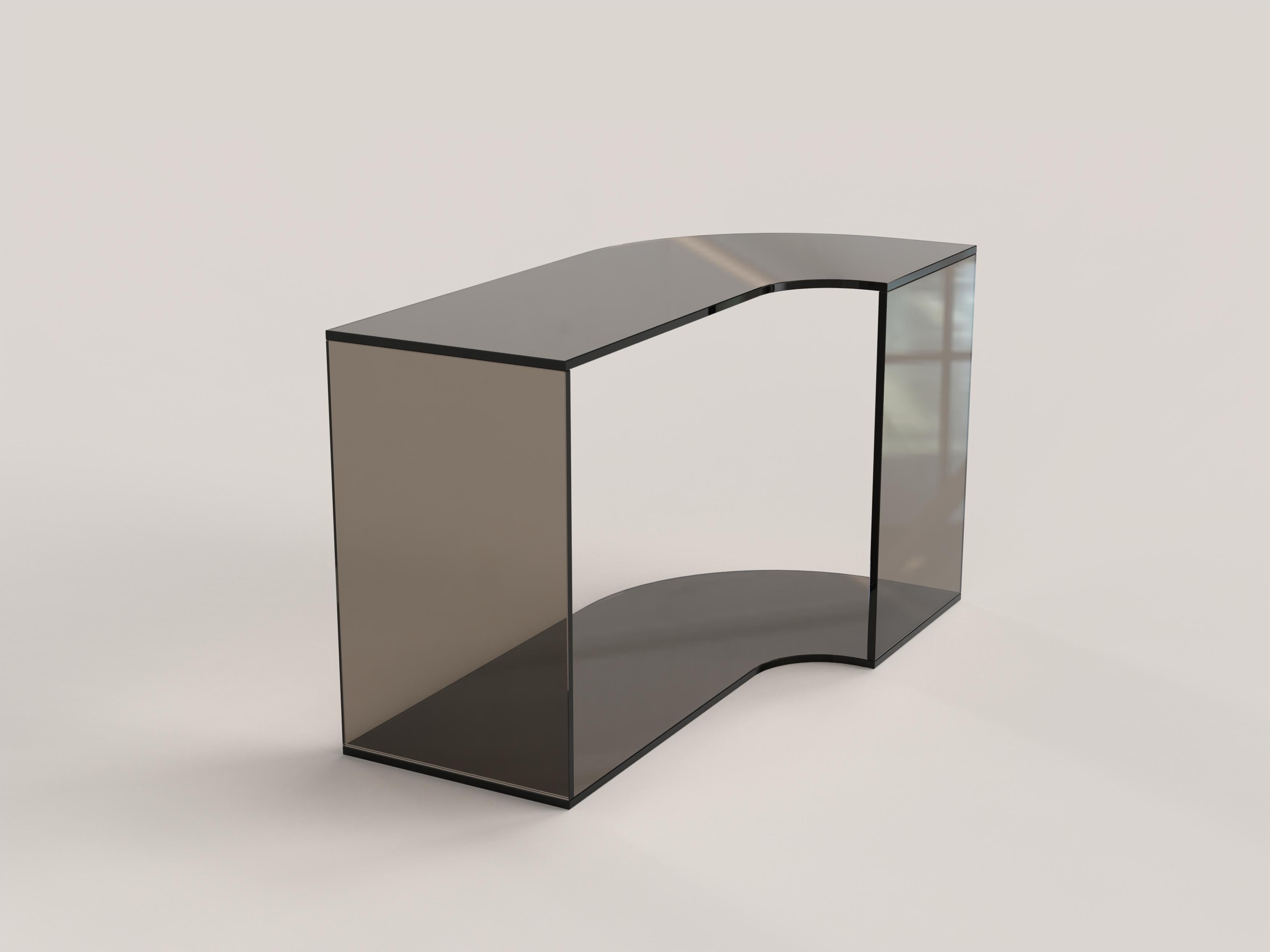 Contemporary Limited Edition Bronze Glass Table, Quarter V2 by Edizione Limitata For Sale 1