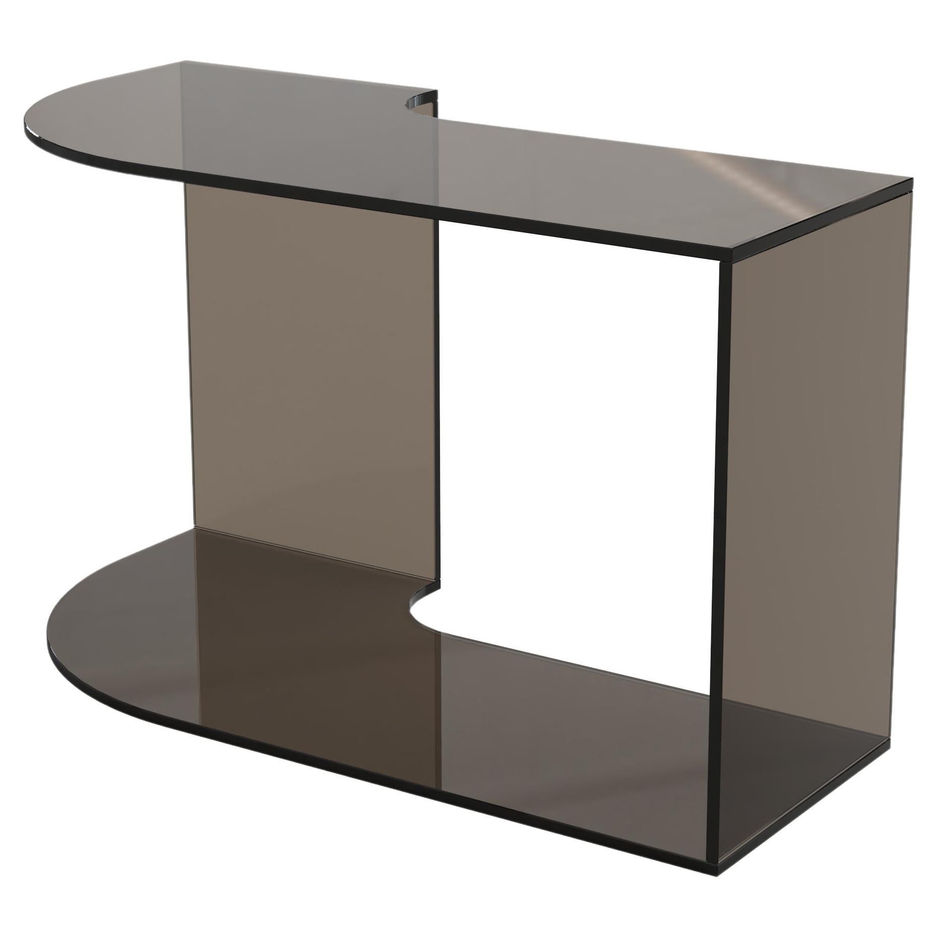 Contemporary Limited Edition Bronze Glass Table, Quarter V2 by Edizione Limitata For Sale