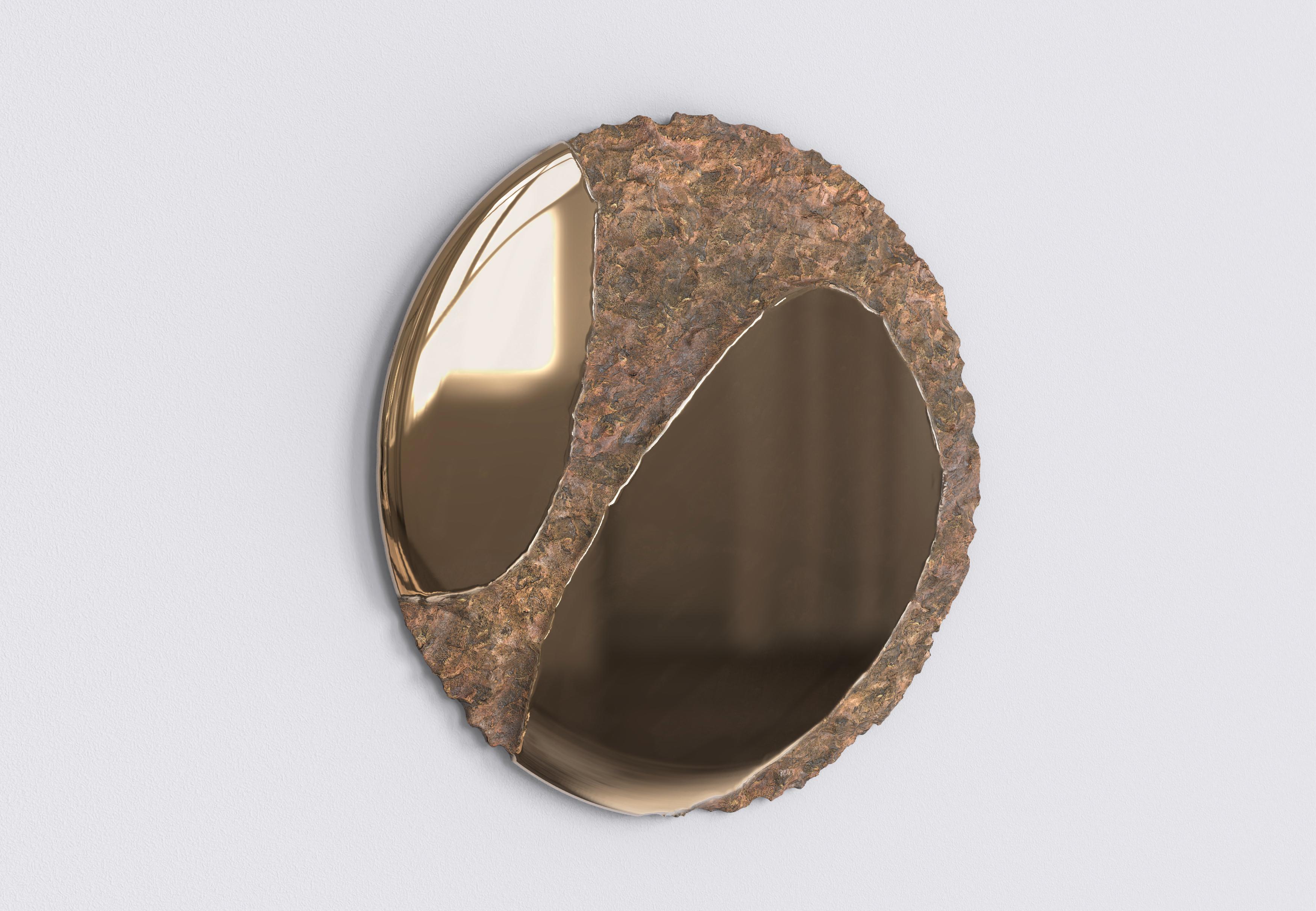 italien Miroir contemporain en bronze à édition limitée, Apollo V1 par Simone Fanciullacci en vente