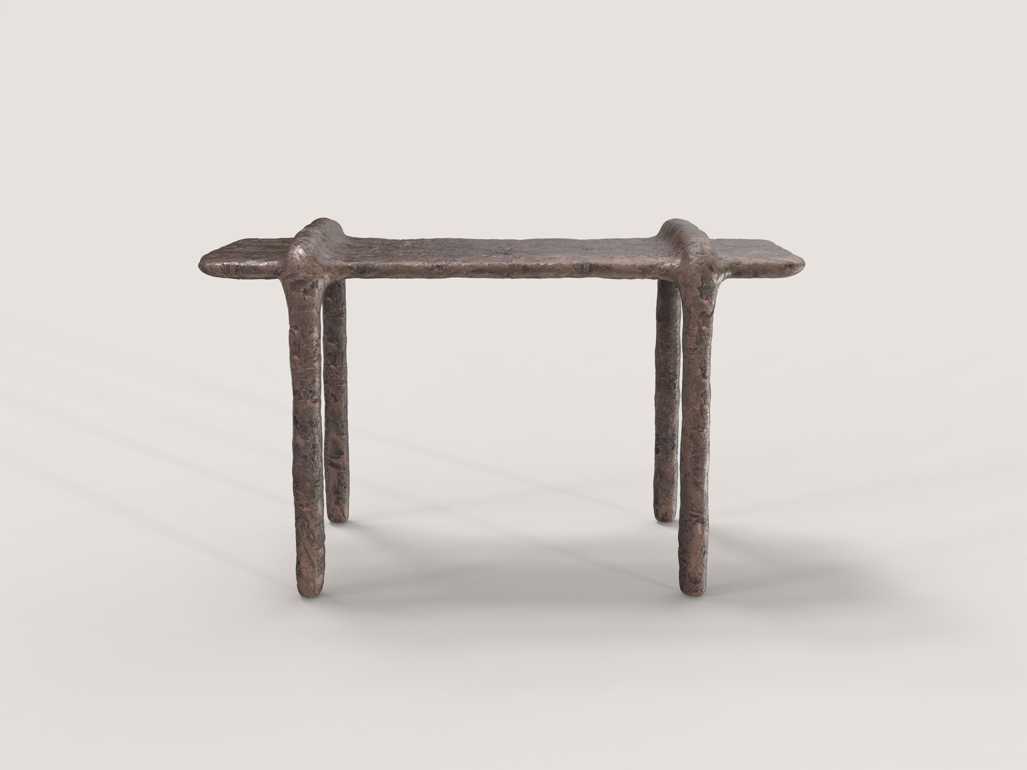 Cast Contemporary Limited Edition Bronze Side Table, Ala V1 by Edizione Limitata For Sale