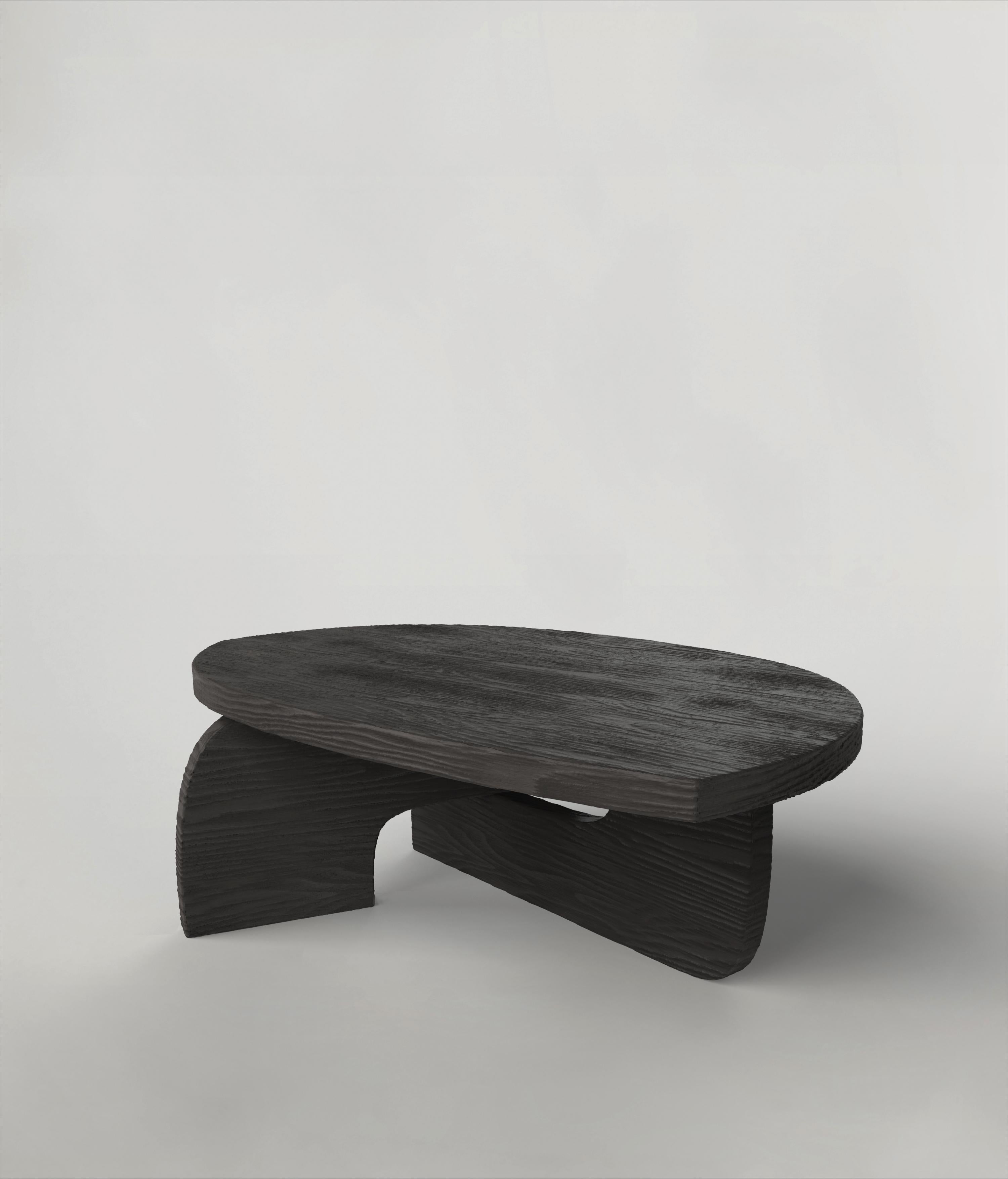 Wood Contemporary Limited Edition Charred Low Table, Reef V3 by Edizione Limitata For Sale