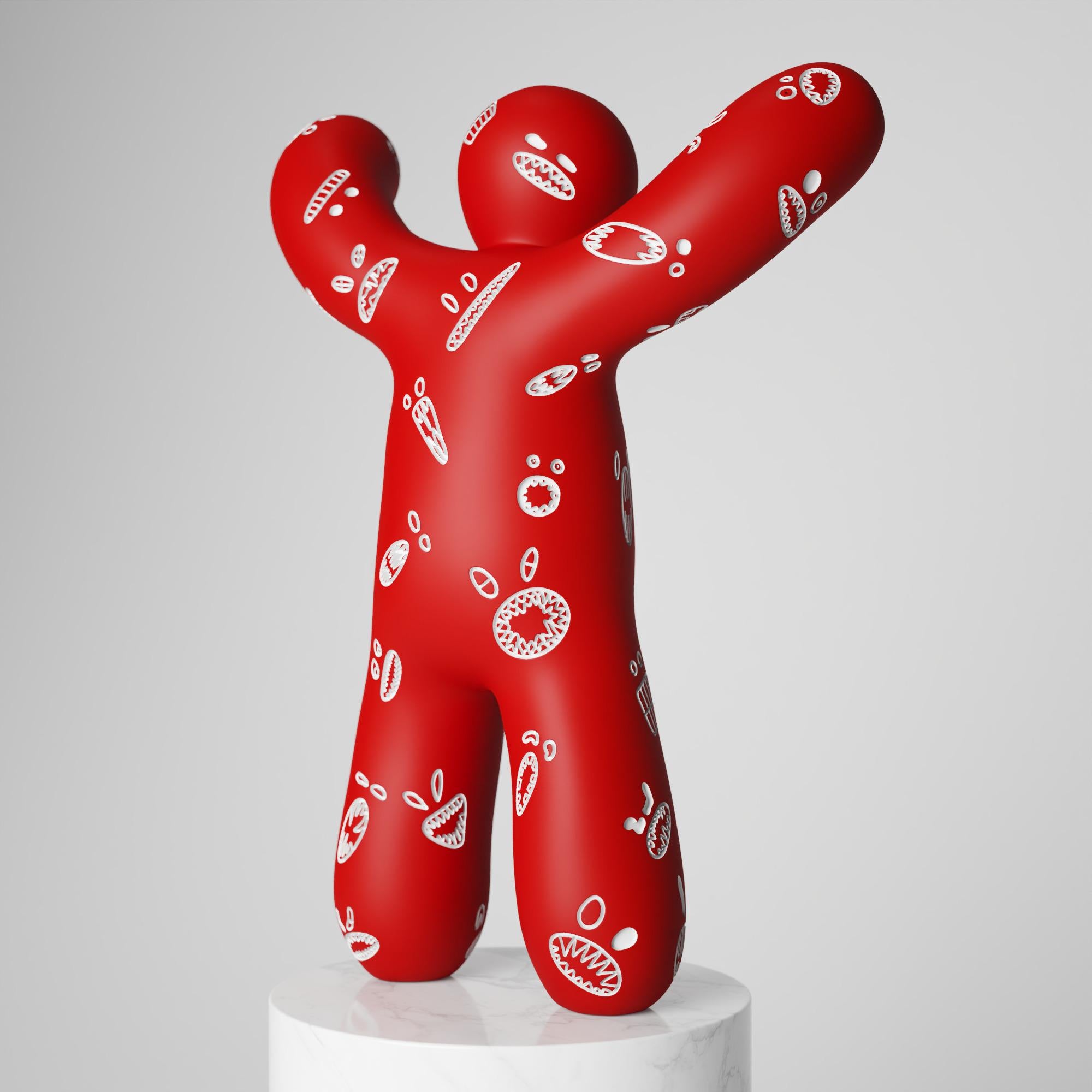 Escultura de diseño contemporáneo de edición limitada de 25 cm Miedo Rojo de Taras Yoom Moderno en venta