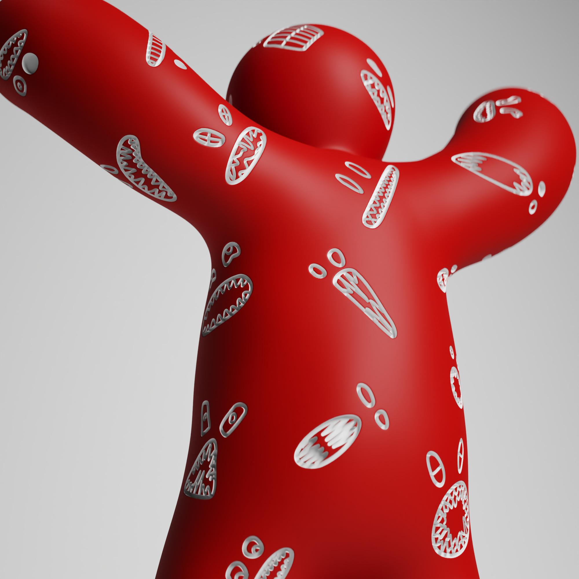 Escultura de diseño contemporáneo de edición limitada de 25 cm Miedo Rojo de Taras Yoom Tailandés en venta