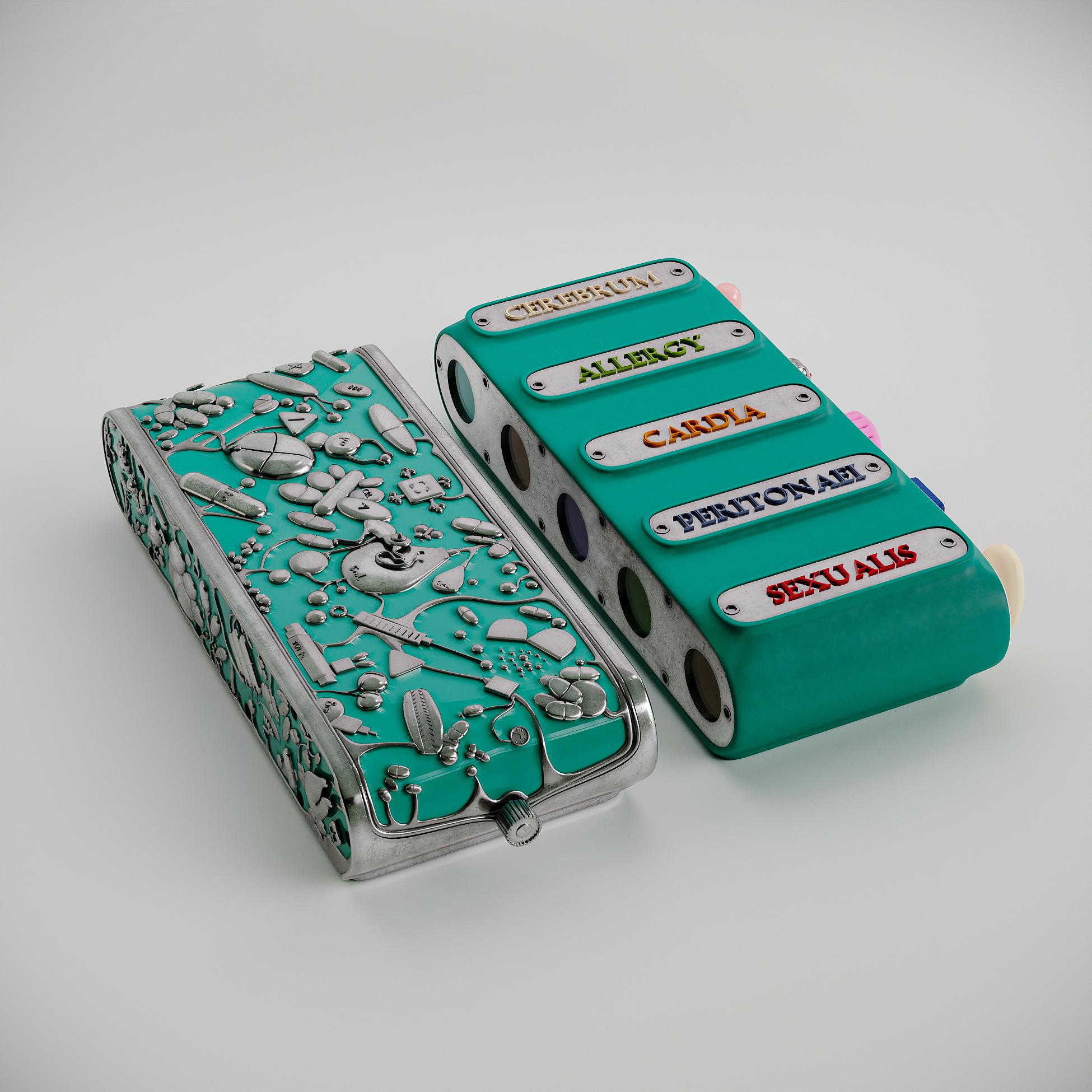 Pillbox, creato da Taras Zheltyshev, non è solo una scatola per i medicinali. Secondo l'autore, si tratta di uno stile di vita moderno.

L'oggetto è composto da due sezioni collegate da un attacco magnetico alla base. Magnum opus (lat.  